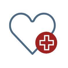 Heart icon with health symbol